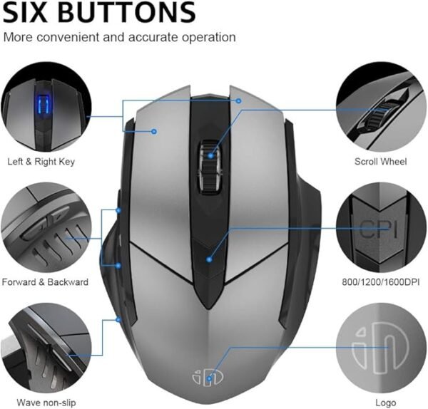 Souris sans fil Inphic PM6 - Coloris Gris – Image 2