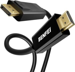 Câble DisplayPort mâle vers mâle grand format Benfei – 4K, Fiable et Résistant