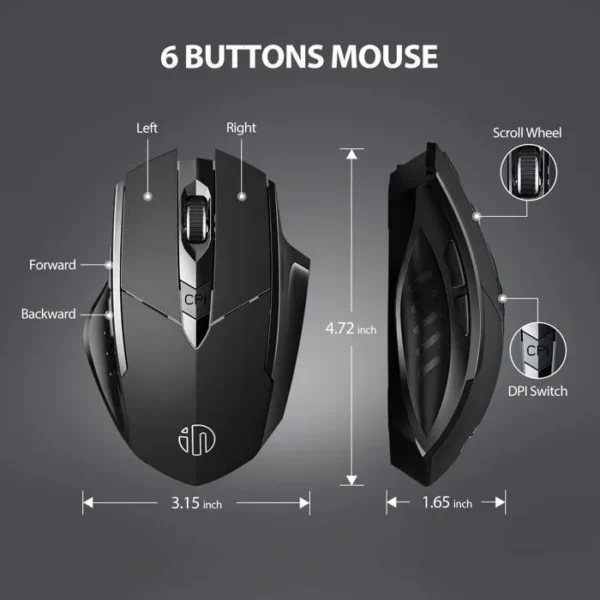 Souris Wireless Inphic PM6 - Coloris Noir – Image 2